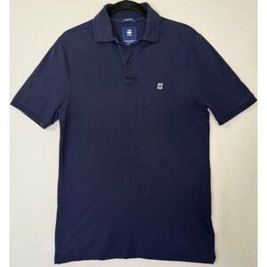 G Star Raw Men Polo Shirt Small Blue Short Sleeve Slim Fit Embroidered Logo